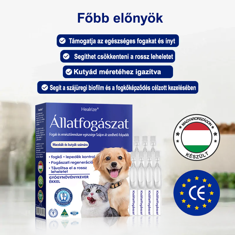 🎁🐶🐱[🇭🇺 Hivatalos Áruház] Healrize® Állati Fogászati és Emésztési Egészséget Támogató Orális Folyadék – Friss lehelet, fogkő eltávolítása és ínyregeneráció támogatása, a fogak stabilizálása (macskáknak és kutyáknak) – Ma 70% kedvezmény!