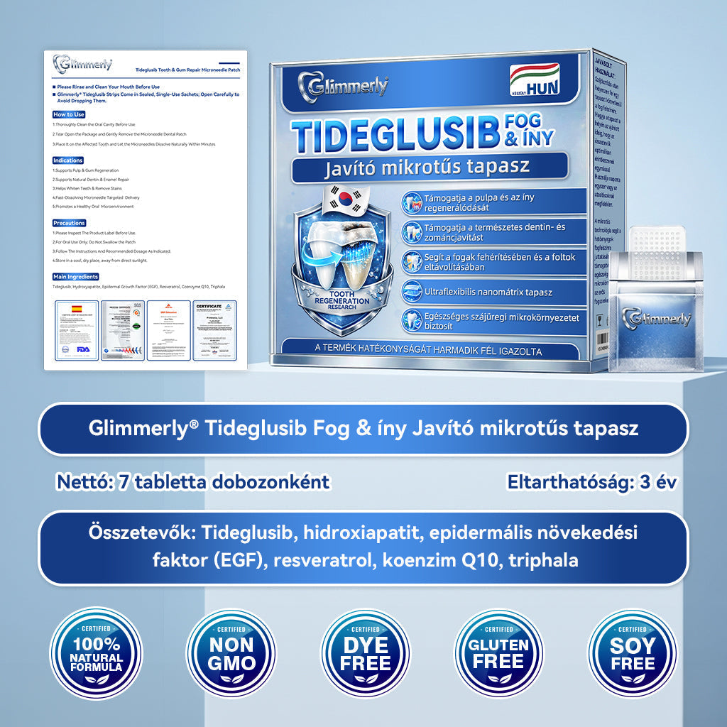 🦷𝐆𝐥𝐢𝐦𝐦𝐞𝐫𝐥𝐲®😁  Tideglusib Fog & íny Javító mikrotűs tapasz | Fejlett őssejt-aktiváló fogcsíkok (újjáépíti a fogzománcot és a dentint • erősíti az ínyt • megszünteti a fogkövet és a szagokat • megállítja a fogérzékenységet)) 3.0-🌿