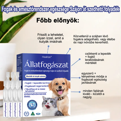 🎁🐶🐱[🇭🇺 Hivatalos Áruház] Healrize® Állati Fogászati és Emésztési Egészséget Támogató Orális Folyadék – Friss lehelet, fogkő eltávolítása és ínyregeneráció támogatása, a fogak stabilizálása (macskáknak és kutyáknak) – Ma 70% kedvezmény!