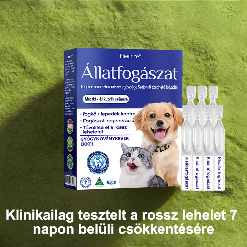 🎁🐶🐱[🇭🇺 Hivatalos Áruház] Healrize® Állati Fogászati és Emésztési Egészséget Támogató Orális Folyadék – Friss lehelet, fogkő eltávolítása és ínyregeneráció támogatása, a fogak stabilizálása (macskáknak és kutyáknak) – Ma 70% kedvezmény!
