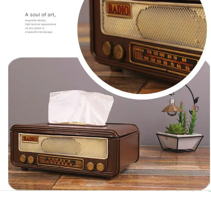 Retro Radio Form Tissue Paper Box Serviette Storage Box Container Papierhandtuchhalter Papierhandtuchhalter Fall für Home Bar Büro