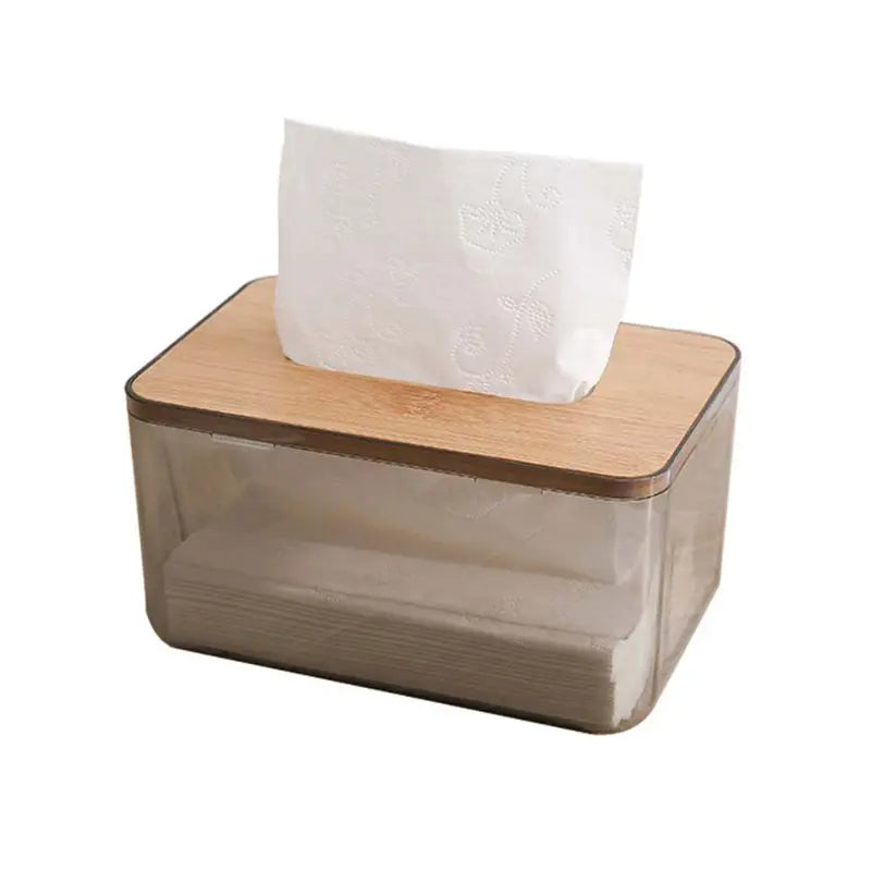 Bamboo Wooden Cover Plastic Tissue Box Paper Holder Dispenser Home Storage Case